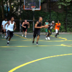 street basketball gamein the village